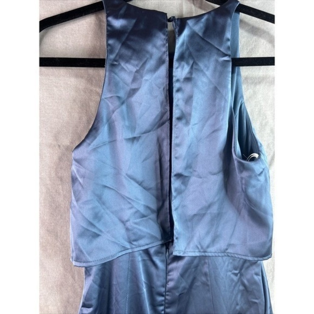 Lulus Satin High Neck‎ Bridesmaid Dress XS | Flowy A-Line Wedding Formal - Picture 8 of 16